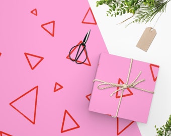 Triangles Wrapping Paper, Pink and Red gift wrap, Valentine’s Day gifts, valentines wrapping paper, cute gift wrap, gifts for her