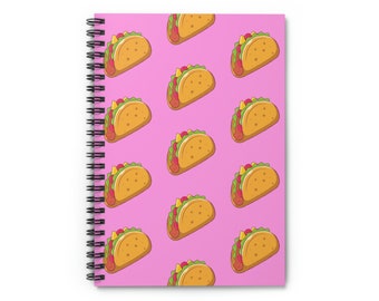 Taco Spiral Notebook, Pink Notebook, Taco gift, Tacos Journal, Food Diary, taco lover gift, Foodie Notebook