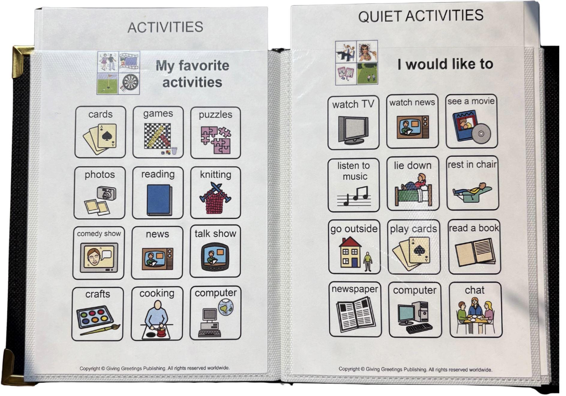Picture Communication Board Set for Adults With Handy Album | Aphasia ...