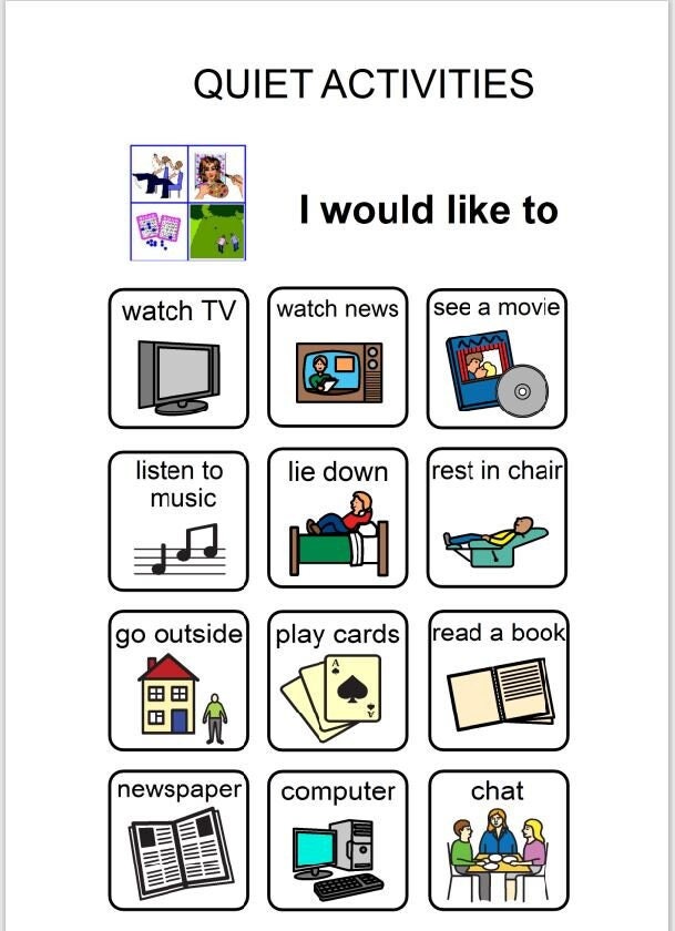 Printable Large Picture Communication Board Set For Adults Seniors Disabled IDD With Speech