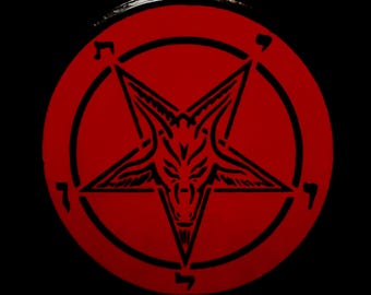 Red Baphomet Sigil Plaque, Satanic Altar Decor