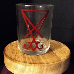 Occult Candle Holder with Lucifer Sigil - Clear Glass Votive
