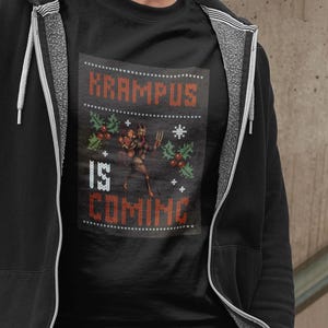 Krampus is Coming T-shirt,  Devil Satan Krampus T-shirt, Holiday Christmas Horror Gift T-shirt