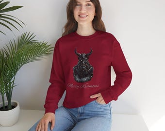 Merry Krampus Sweatshirt: Holiday Horror Unisex Crewneck