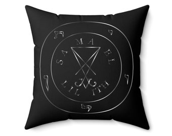 Almohada con el símbolo de Baphomet de Samael y Lilith, almohada cuadrada con el símbolo de la cabra satánica, decoración pagana oculta para el hogar