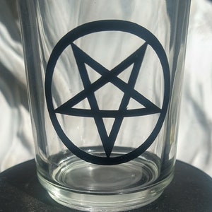 Occult Candle Holder with Inverted Pentacle - Clear Glass Votive
