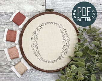 Broderie florale Alphabet lettre O initiale monogramme broderie motif PDF téléchargement numérique