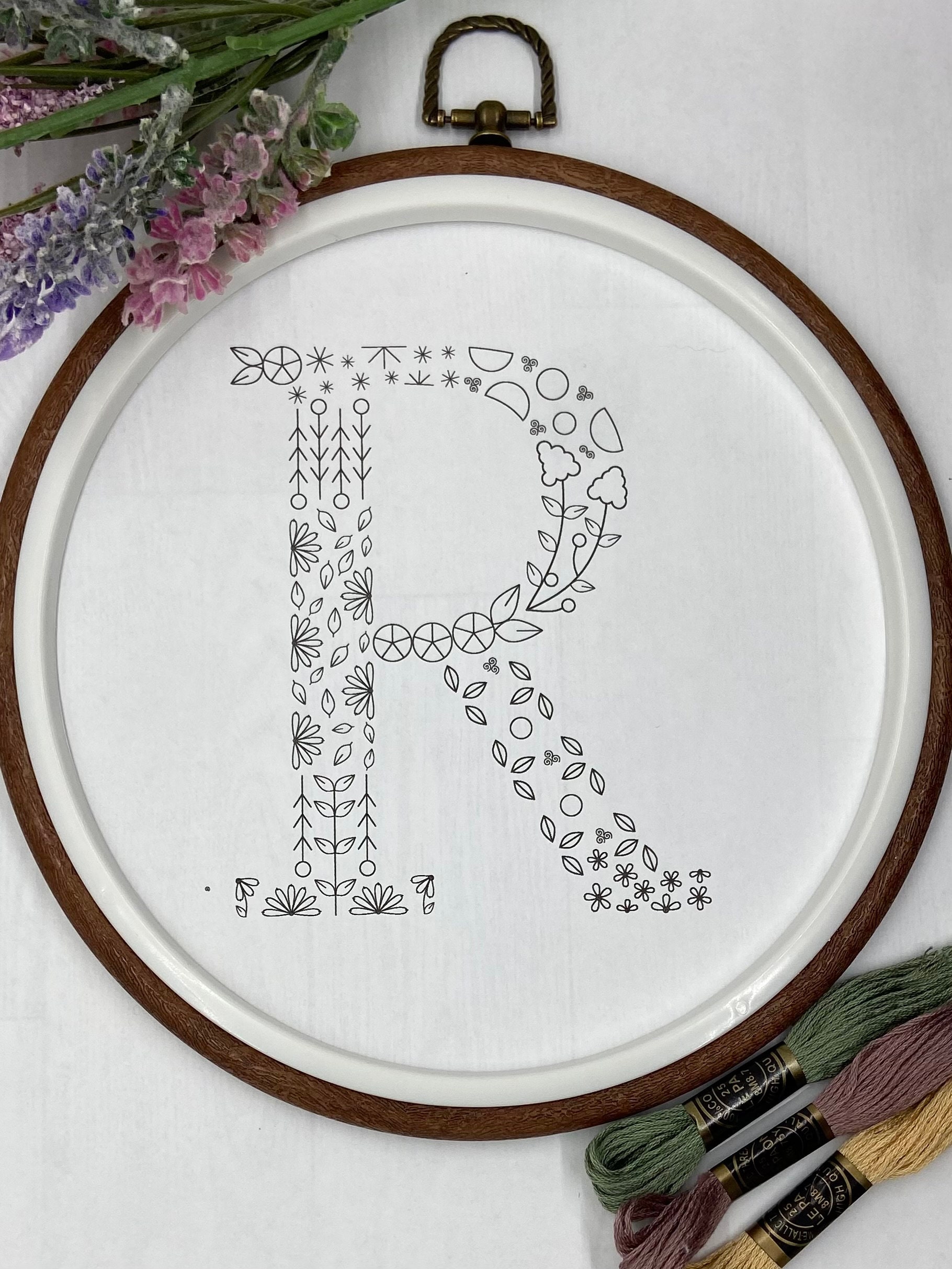 Floral Alphabet Letter R Initial Embroidery PDF Pattern - Etsy