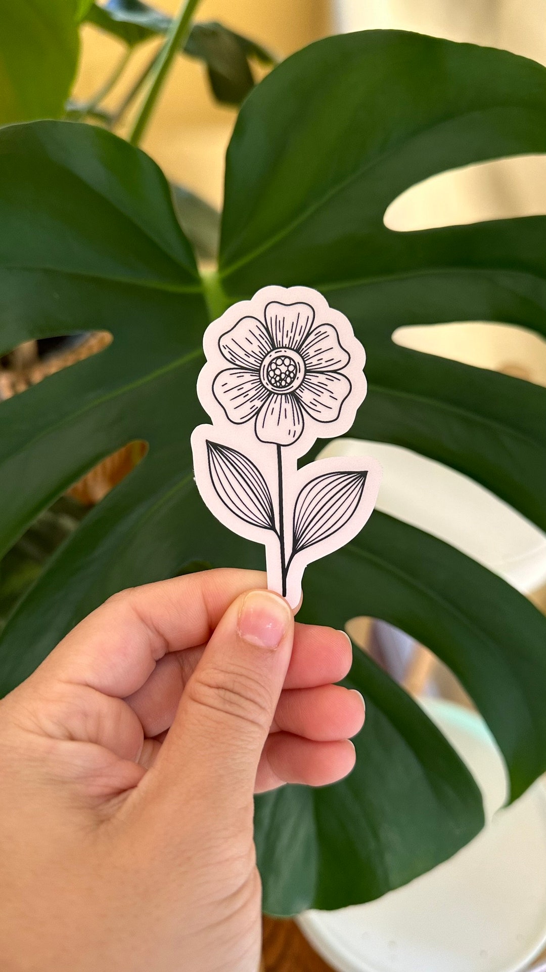 Flower Line Sticker Flower Sticker 1.75 X 3 In. Waterproof, Vinyl, Water Bottle Decal - Etsy