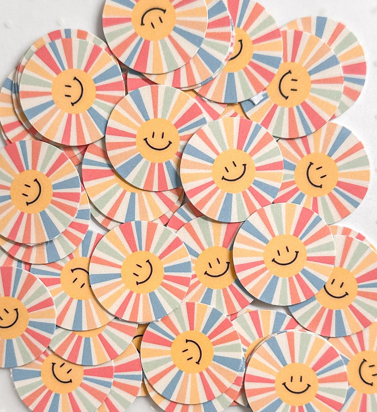 Sun Face Fun Sticker Mini Happy Face Sunshine Sticker Set, Retro Sun Sticker 1x1 In - Etsy