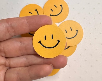 Happy Smiley Face Text Stickers - 2 Piece Waterproof Vinyl Decals For Cars, Laptops, Windows