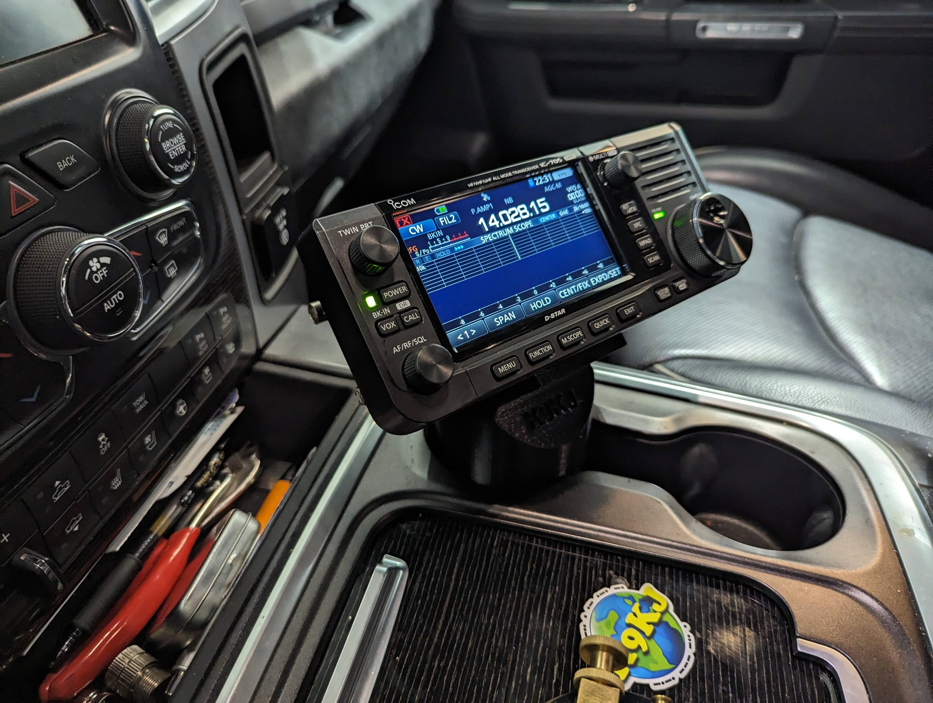 Cupholder Ham Radio Mount for the Icom Ic-705 Portable
