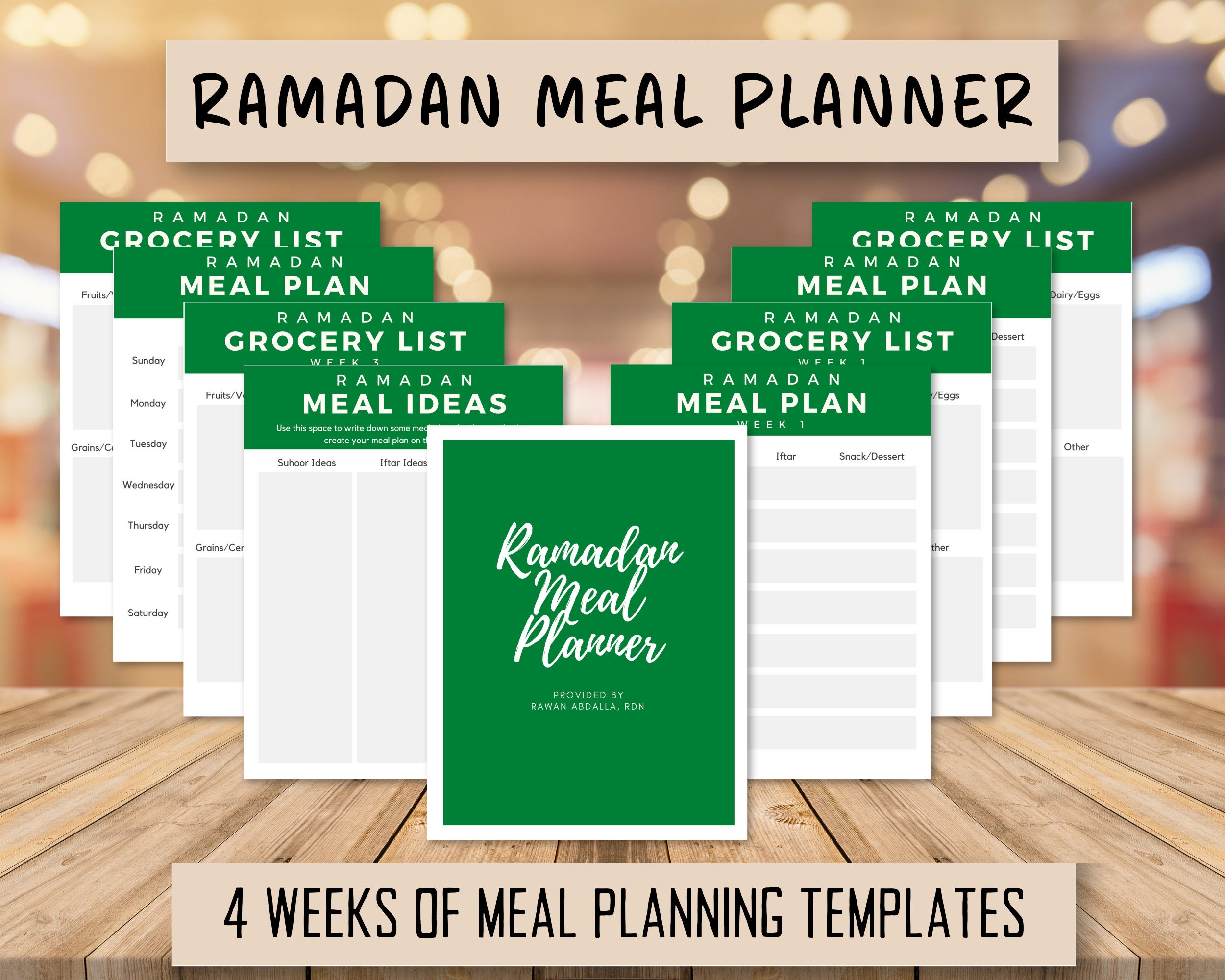 Ramadan Meal Planner Template for Meal Planning Weekly Meal Etsy