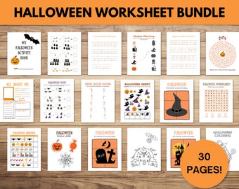 Halloween Printable Activity Book, Halloween Bundle, Halloween Printable for Kids, Classroom Halloween Party Activity, Halloween Game Bundle