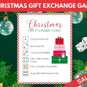 Christmas Gift Exchange Dice Game, Christmas Party Game, Christmas Dice Game, Fun Christmas Games, Pass the Gift Game, Christmas Activity