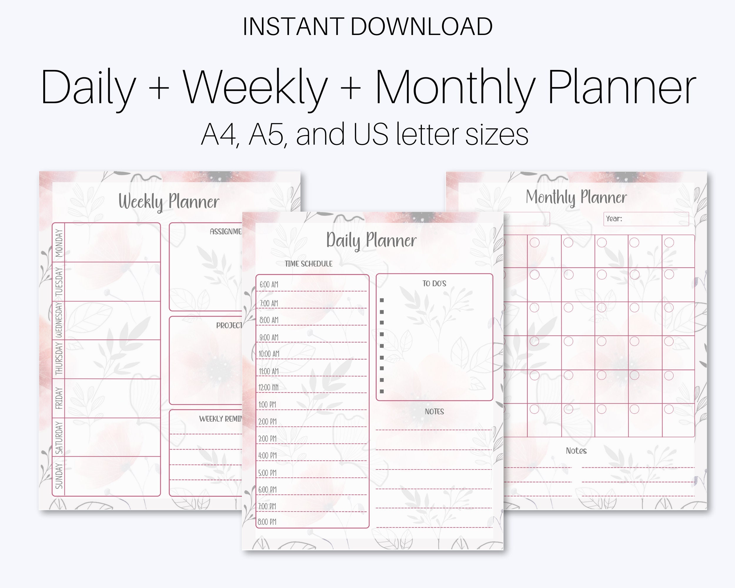 Printable Planner College Planner Work Planner Hourly - Etsy