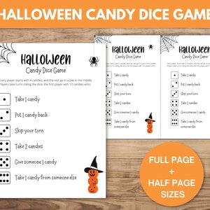 Halloween Candy Dice Party Game, Fun Halloween Party Game, Halloween Printable Game, Candy Game, Halloween Classroom School Party Game