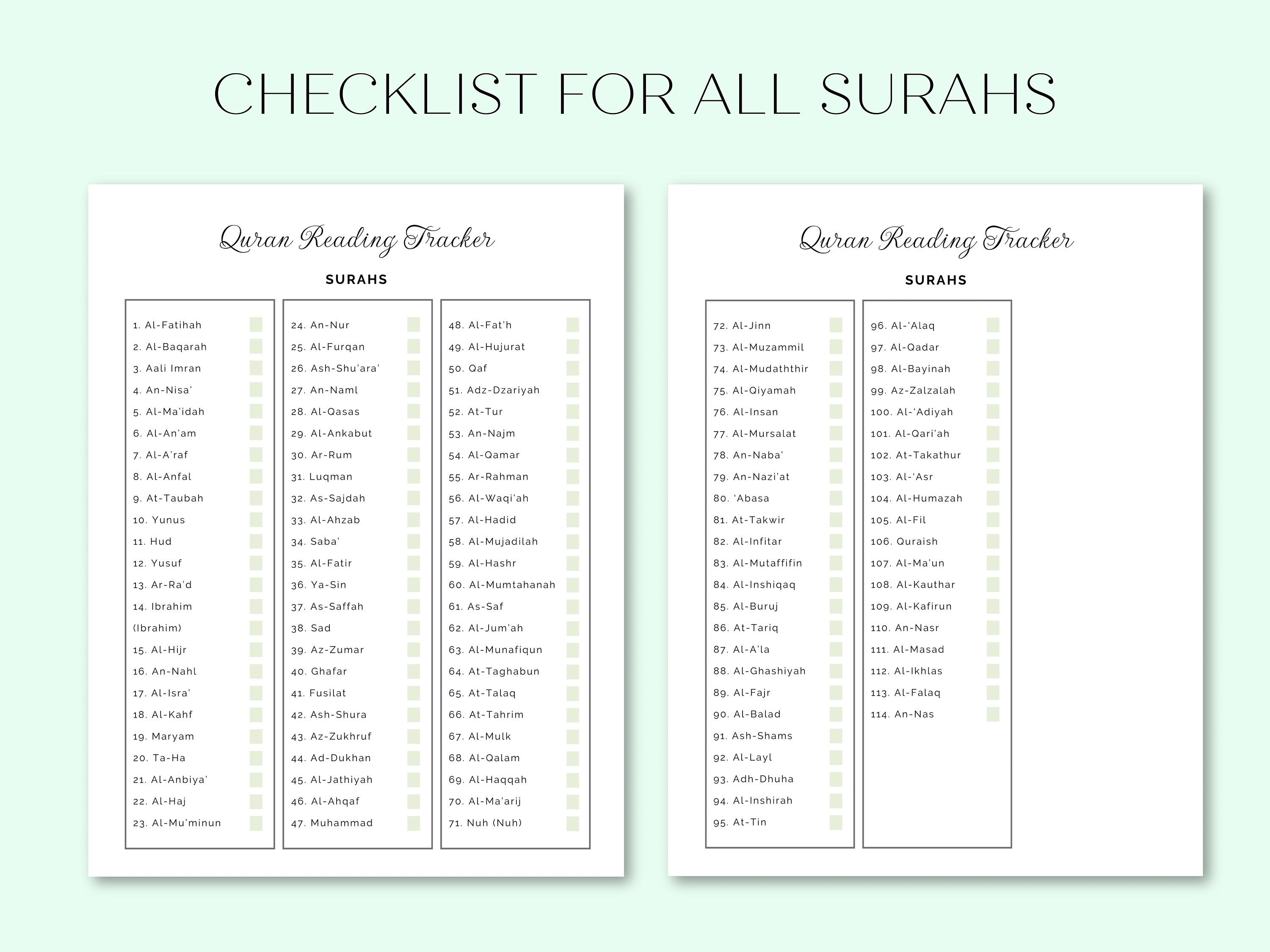 Quran Reading Tracker | US Letter, A4, A5 Sizes | Ramadan Quran Journal ...