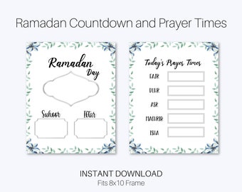 Ramadan Countdown and Prayer Times Bundle, Ramadan Decoration, Ramadan Calendar and Prayer Times, Suhoor Iftar Times, Days Until Eid Floral
