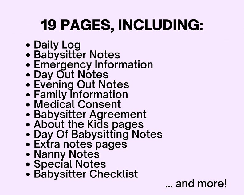 Printable Babysitter Planner, Nanny Binder, Babysitter Information ...