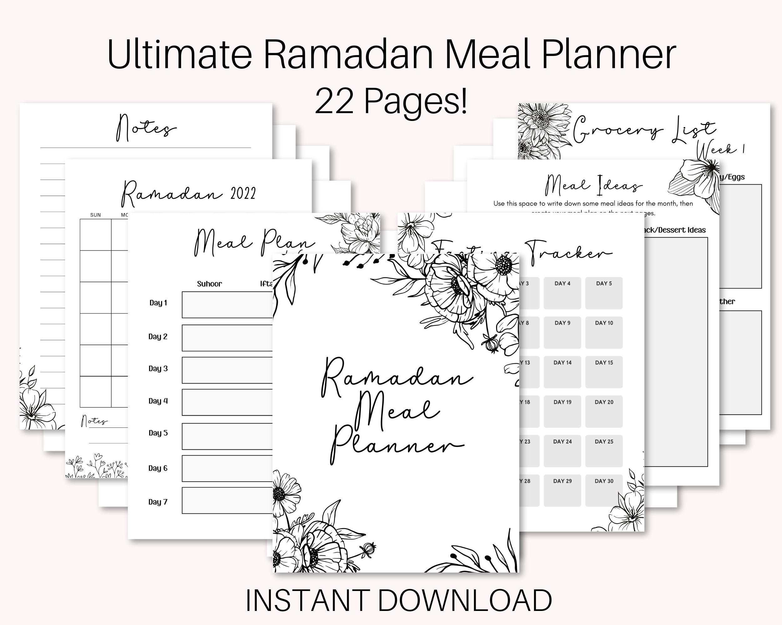 Ramadan Meal Planner Template for Meal Planning Ramadan Gift Ramadan  Planner Journal Ramadan Printable Template Weekly Meal Planner 