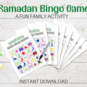 Ramadan Bingo Game Activity for Kids, Ramadan Games, Ramadan Gift for Kids, Printable Ramadan Kids Activity