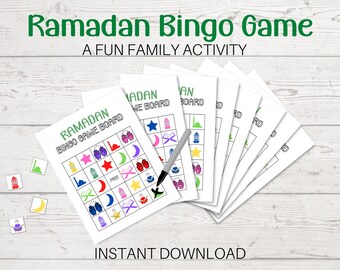 Ramadan Bingo Game Activity for Kids, Ramadan Games, Ramadan Gift for Kids, Printable Ramadan Kids Activity