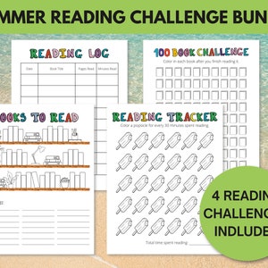 Summer Reading Challenge for Kids, Reading Printable Activities, Kids Reading Challenge, Summer Reading Log for Kids, Summer Reading Tracker