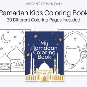 Ramadan Coloring Book for Kids | Ramadan Gift for Kids | 30 Pages Coloring Book | Ramadan Activity for Kids