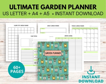 Planificador de jardines imprimible, Diario de jardines, Planificador de jardinería, Planificación de jardines, Diario de jardinería, Diario de semillas, Horario de riego, Planificador de plantas