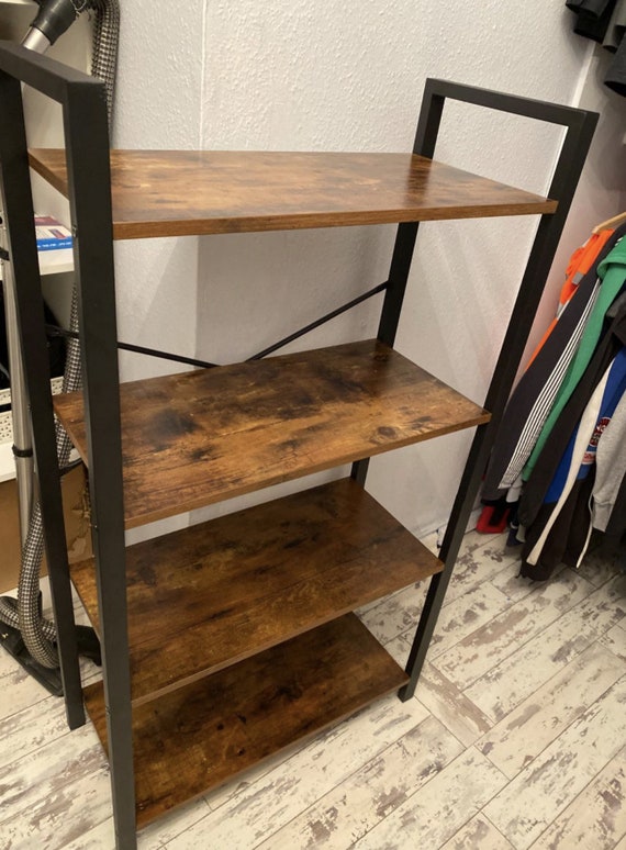 Vintage Industrial Bookcase Rustic Metal Shelving Unit Small Etsy