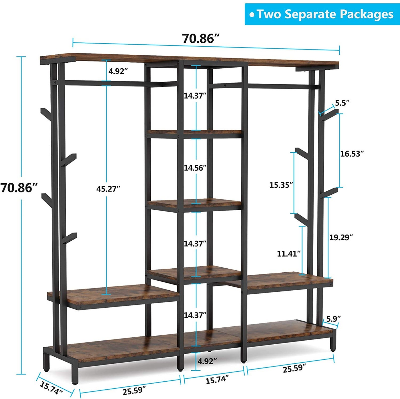 Extra Large Closet Organizer With Hooks Freestanding Closet Etsy