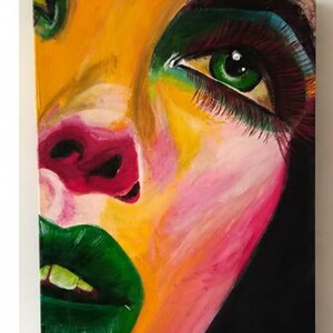 Green Gaze. Emerald Gaze. Original acrylic painting on canvas. Original modern painting - acrylic painting (60x40)