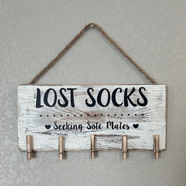 Lost Socks - Seeking Sole Mates Sign | Rustic Home Decor | Laundry Room Sign | Laundry Decor | Rustic Sign | Sock Sign | Laundry Room Sign