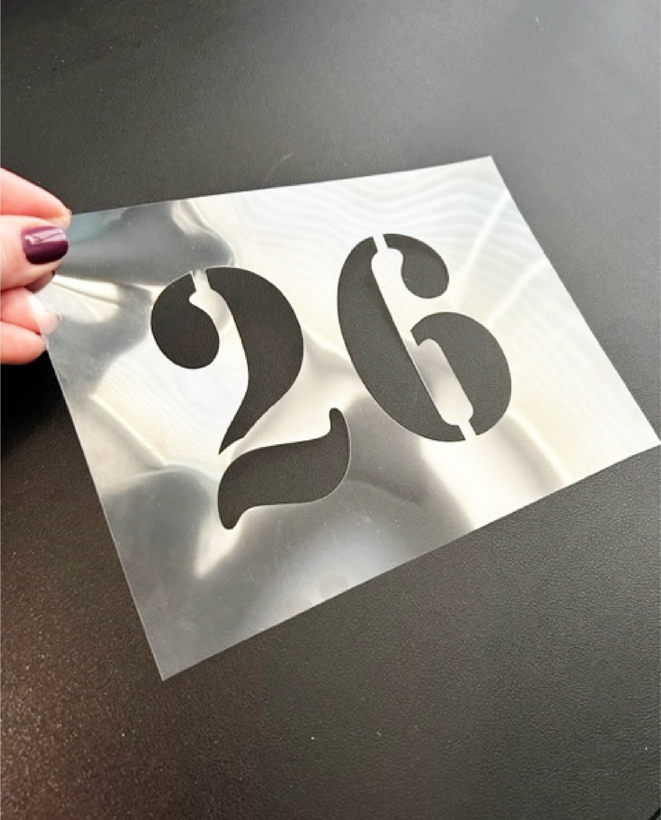 Curb Stencil Kit for Address Painting, All Numbers - 14 Mil Mylar Plastic  4 Tall Numbers, 2 of Each (Classic Stencil Font)