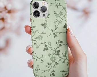 Green Sage Flower Case iPhone | Floral Pattern Design | Cute Phone Case | Aesthetic Elegant | iPhone Case | Samsung Galaxy Case
