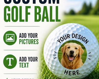 Custom Golf Balls – Father's Day Gift Ideas, Golf Balls with Face, Picture or Text – Funny Golf Gift for Him, Dad, Husband – Set of 6