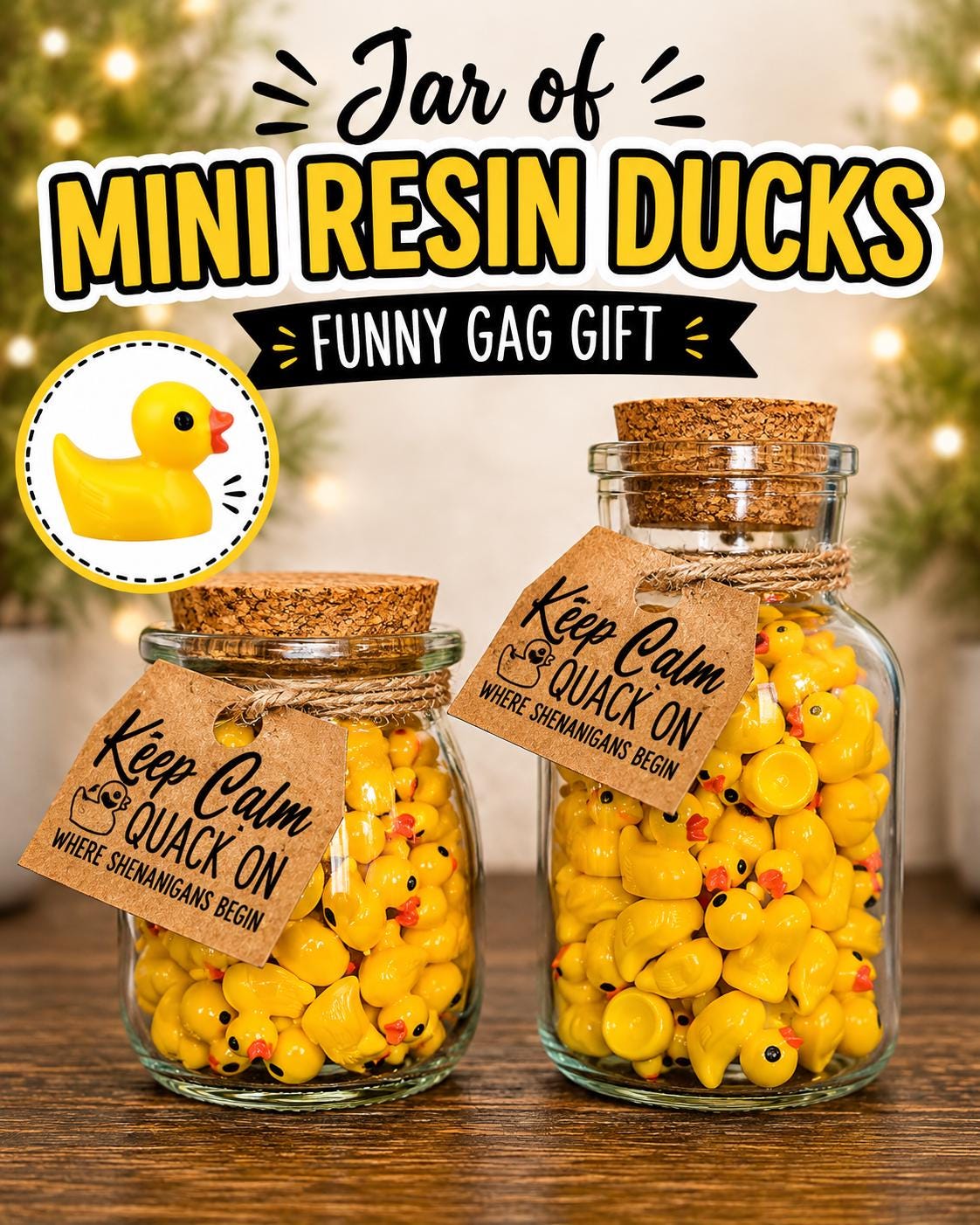 Jar of Mini Resin Ducks, Tiny Duck Gift, Funny Gag Gift, Duck