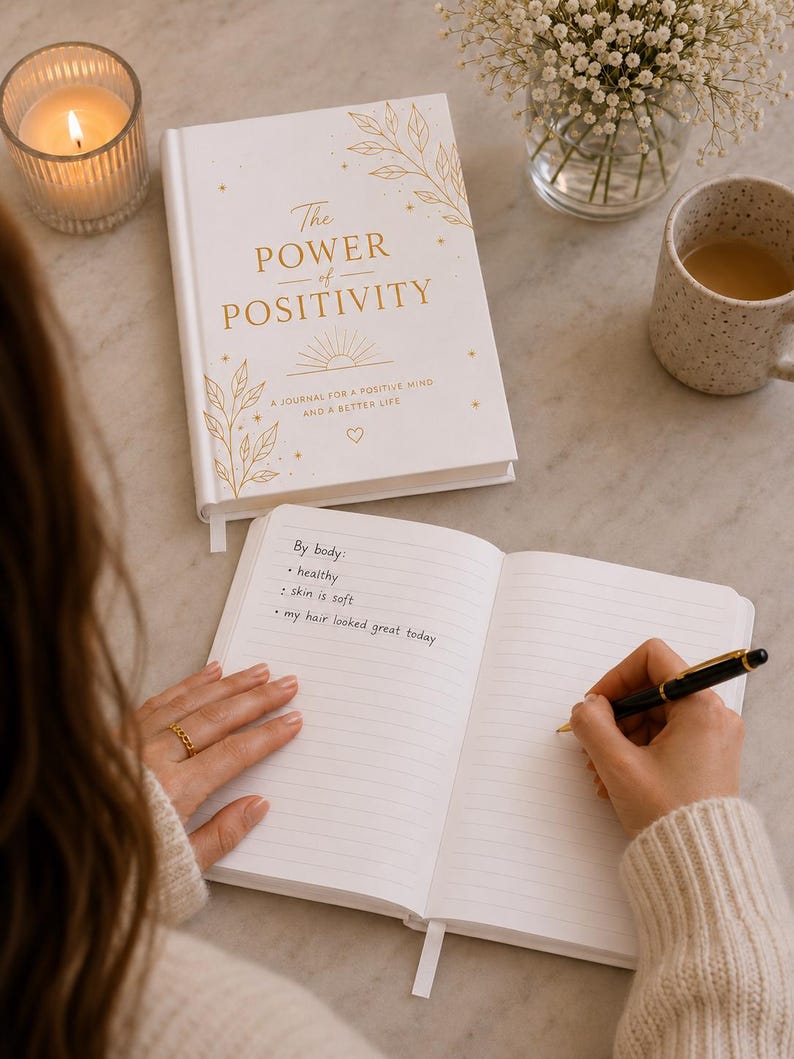 Power of Positivity Hardcover Journal | Black & Gold Inspirational Notebook image 4