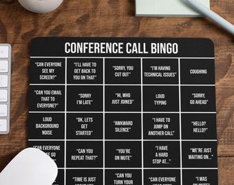 Conference Call Bingo Mouse Pad | Zoom Webex Meeting Game | Personalized Mouse Pad | Office Desk Accessory | Work Meeting Mouse Pad