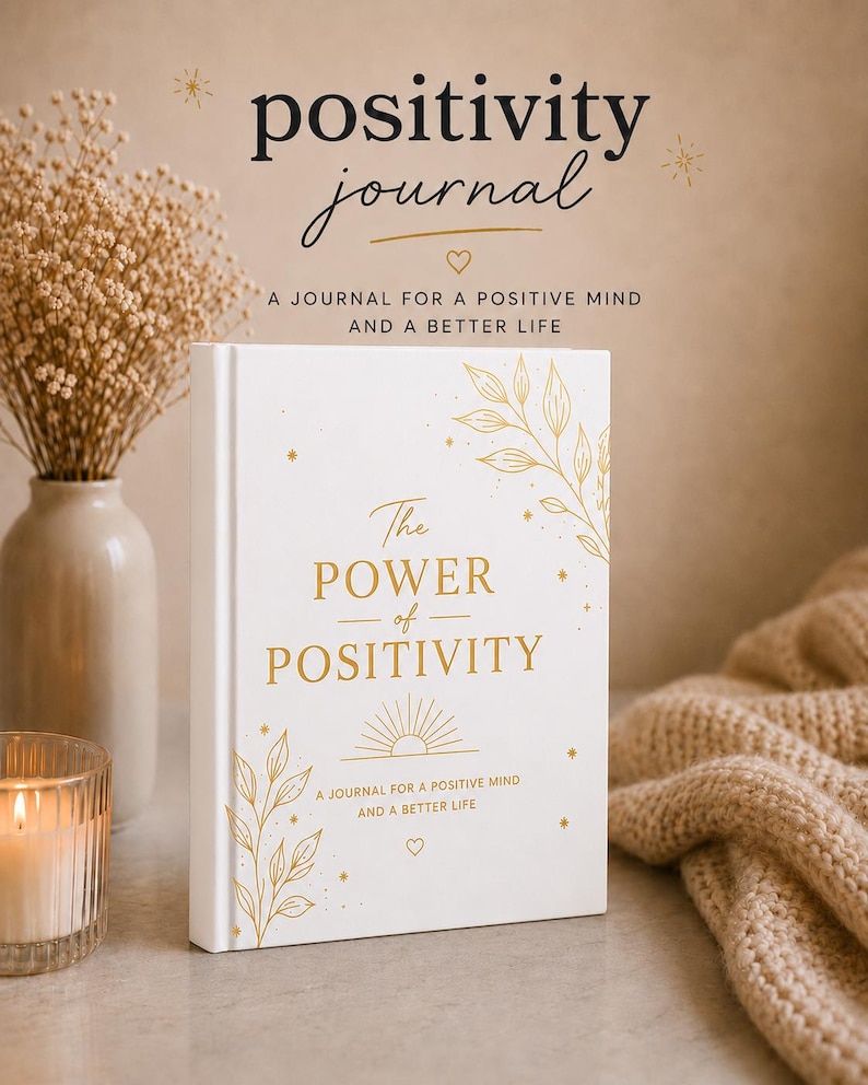 Power of Positivity Hardcover Journal | Black & Gold Inspirational Notebook image 1