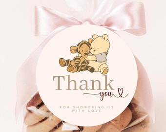 Babyparty Geschenkanhänger Winnie Puuh, Gender Neutral, Printable (Digital)