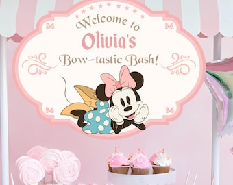 Minnie Mouse Birthday Welcome Sign, Printable Party Decor (Digital Download)