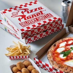 Toy Story Pizza Planet Box-etiketter, festgåvoklistermärken (digital nedladdning)