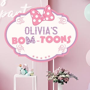 Editable Bowtoons Birthday Sign, Minnie Mouse Bow Birthday Decor, Girl Birthday Decor, Instant Download