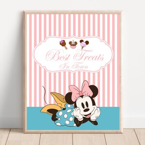 Druckbares Minnie Treat Zeichen, Best Treats Zeichen, Tischschild, Geburtstag oder Babypartydekoration, digitaler Download, nicht bearbeitbar