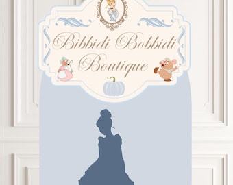 Cinderella Bibbidi Bobbidi Boutique Sign, Cute Princess Decor, Cinderella Party Decoration Theme, Digital Download