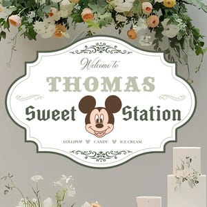 Mouse Sweet Treats Birthday Sign, Welcome Printable Baby Shower Or Birthday Sweets Table Sign, Candy Sweets Theme Party, Digital Download