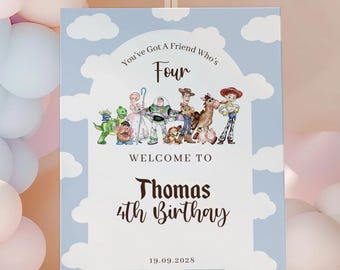Toy Story Birthday Welcome Sign, Pixar Party Decor (Digital Printable)