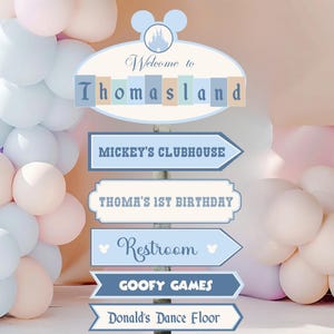 Editable Mickey Theme Party Directional Signs, Printable Disneyland Birthday Or Baby Shower Theme Party, Digital Download